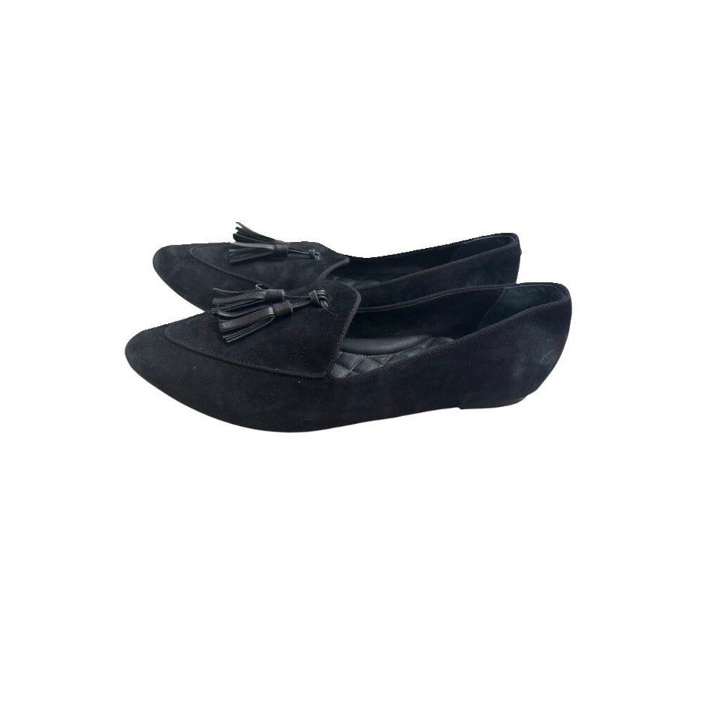 Birdies  Black Suede Tassel Smoking Slipper Flats Womens 12 - Picture 2 of 5